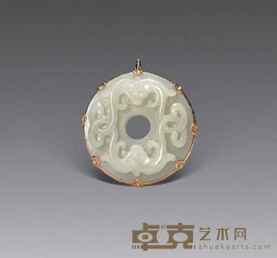 清中期 白玉双螭纹璧 直径5.5cm
